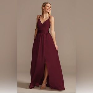 David Bridals double spaghetti strap charmeuse dress